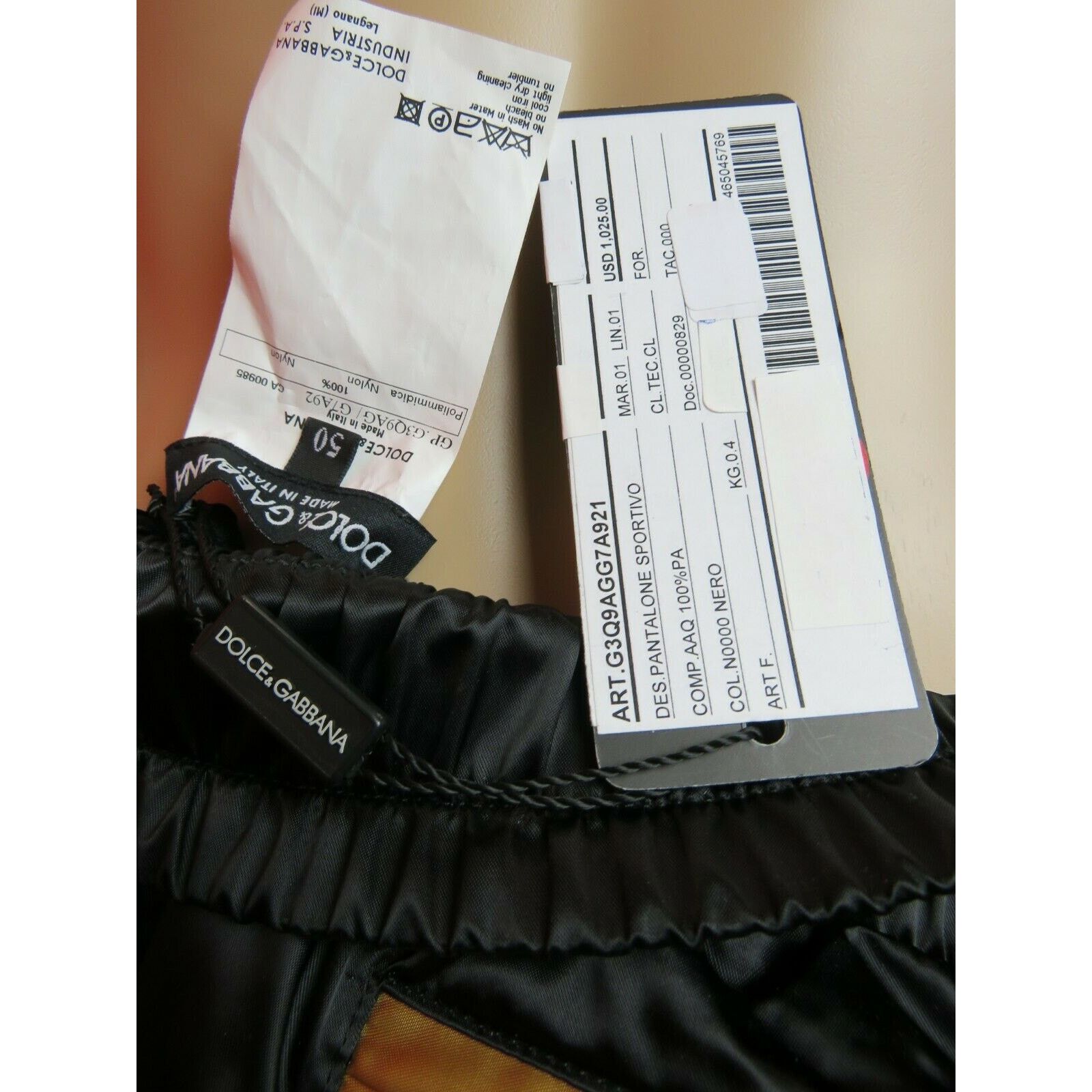 Dolce & Gabbana DOLCE GABBANA GOLD BLACK NYLON THAI EAGLE SPORT PANTS 54 IT Size US 38 / EU 54 - 10 Thumbnail