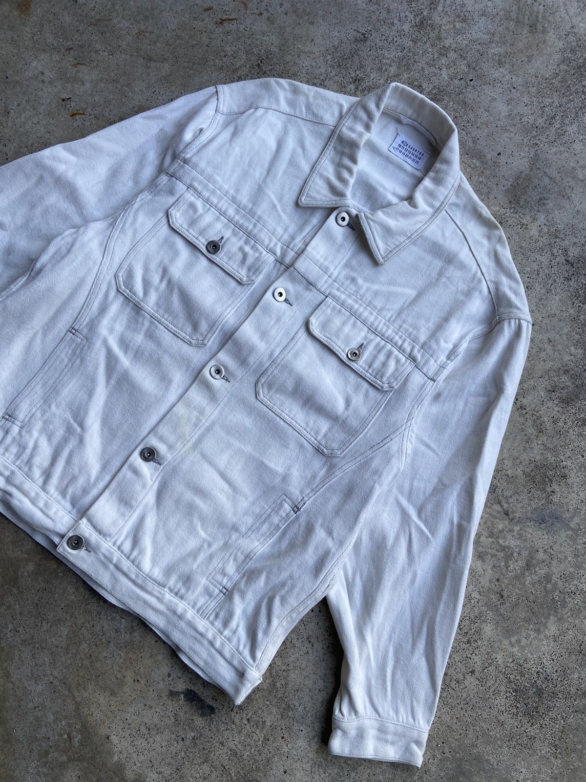 Maison Margiela SS2020 Maison Margiela Off White Denim Oversized Jacket Size US L / EU 52-54 / 3 - 2 Thumbnail