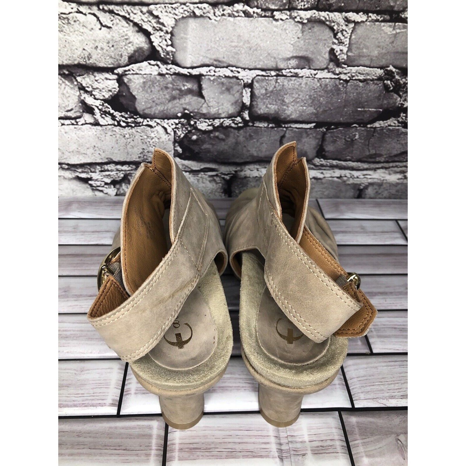 Other Earthies Santo Taupe Suede Leather Ankle Wedge Booties Women Size US 10 / IT 40 - 5 Thumbnail