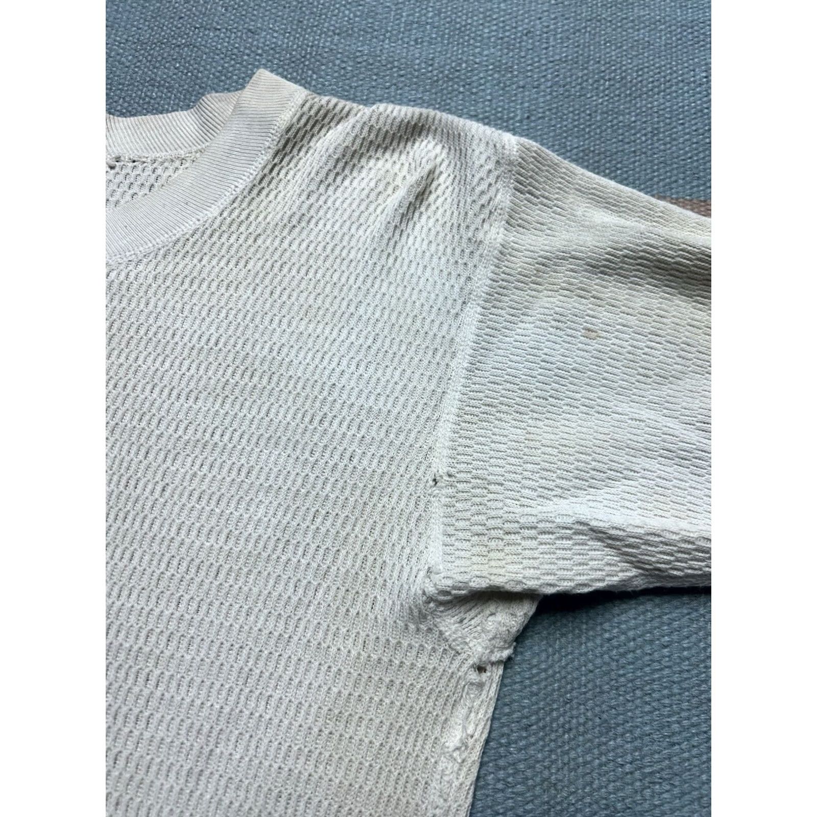 Vintage VINTAGE 50s waffle knit thermal shirt long sleeve cotton Medium Blue M & M Mens T-Shirt Size US M / EU 48-50 / 2 - 4 Thumbnail