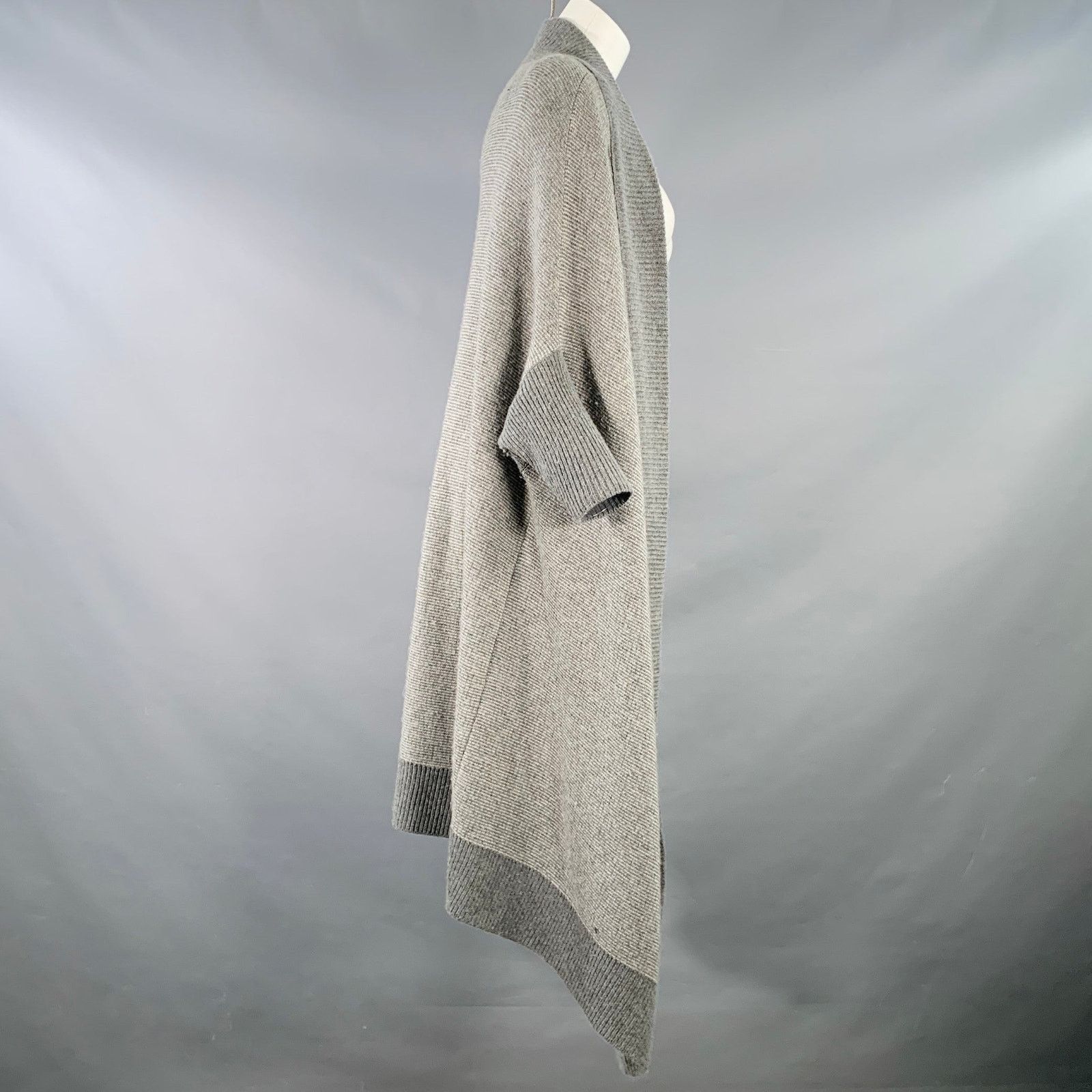 Other Grey Knit Shawl Collar Short Sleeve Open Front Cardigan Size M / US 6-8 / IT 42-44 - 2 Thumbnail