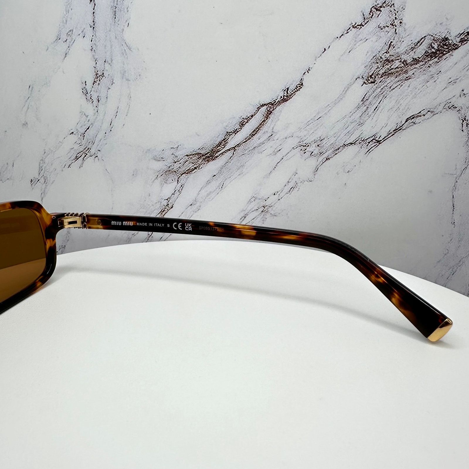 Miu Miu New MIU MIU Sunglasses Brown Tortoise Slim Acetate Authentic Size ONE SIZE - 10 Thumbnail