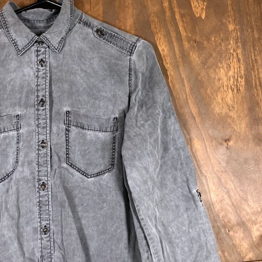 Express Express Womens Shirt Gray Button-Down Roll Tab Sleeve Small Size S / US 4 / IT 40 - 5 Thumbnail