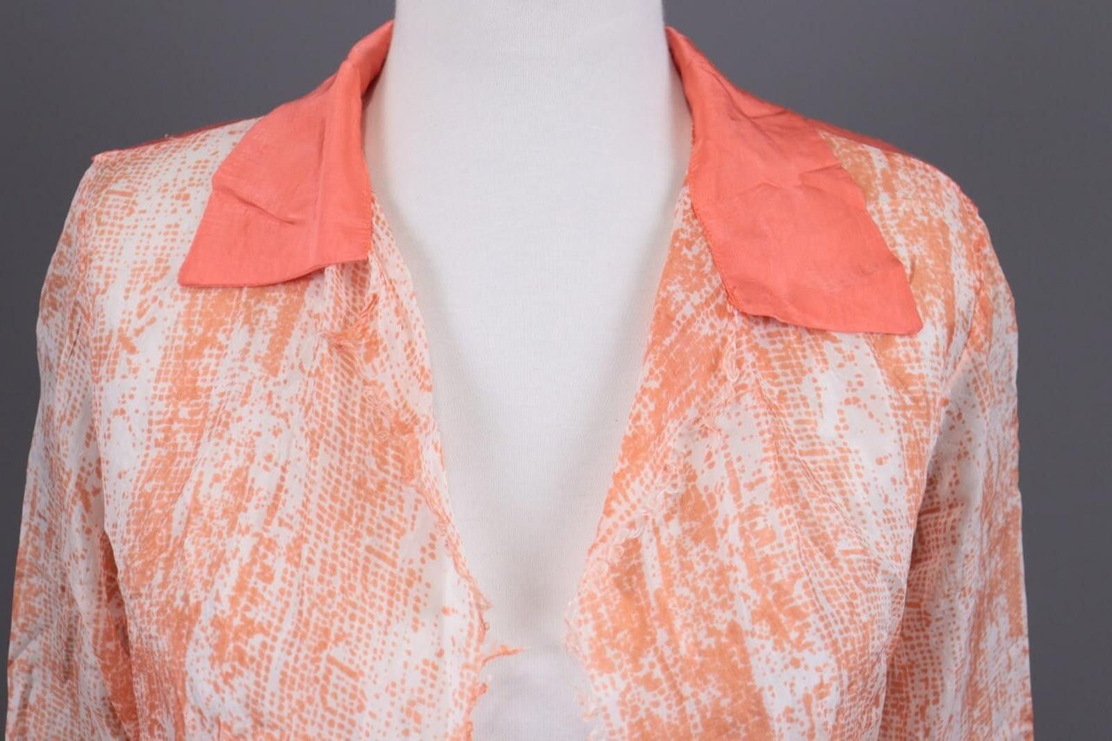 Designer Save The Queen Orange Abstract Silk Shirt Blouse Size S Size S / US 4 / IT 40 - 6 Thumbnail