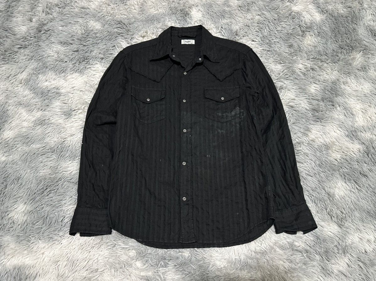 If Six Was Nine 🔥Sick Y2K Omkoe Frayed Striped Western Shirt Goth Punk Size US M / EU 48-50 / 2 - 1 Thumbnail