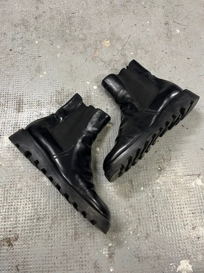 Prada × Vintage 2000s Prada Black Pure Leather Ankle Boots Size US 9.5 / IT 39.5 - 2 Thumbnail