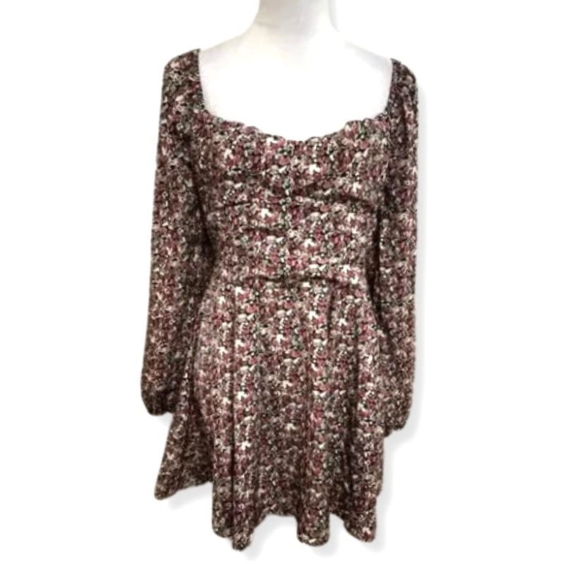 Other Lush Mini Dress Floral Pattern Long Puff Sleeve Multi M NWOT Size M / US 6-8 / IT 42-44 - 2 Thumbnail