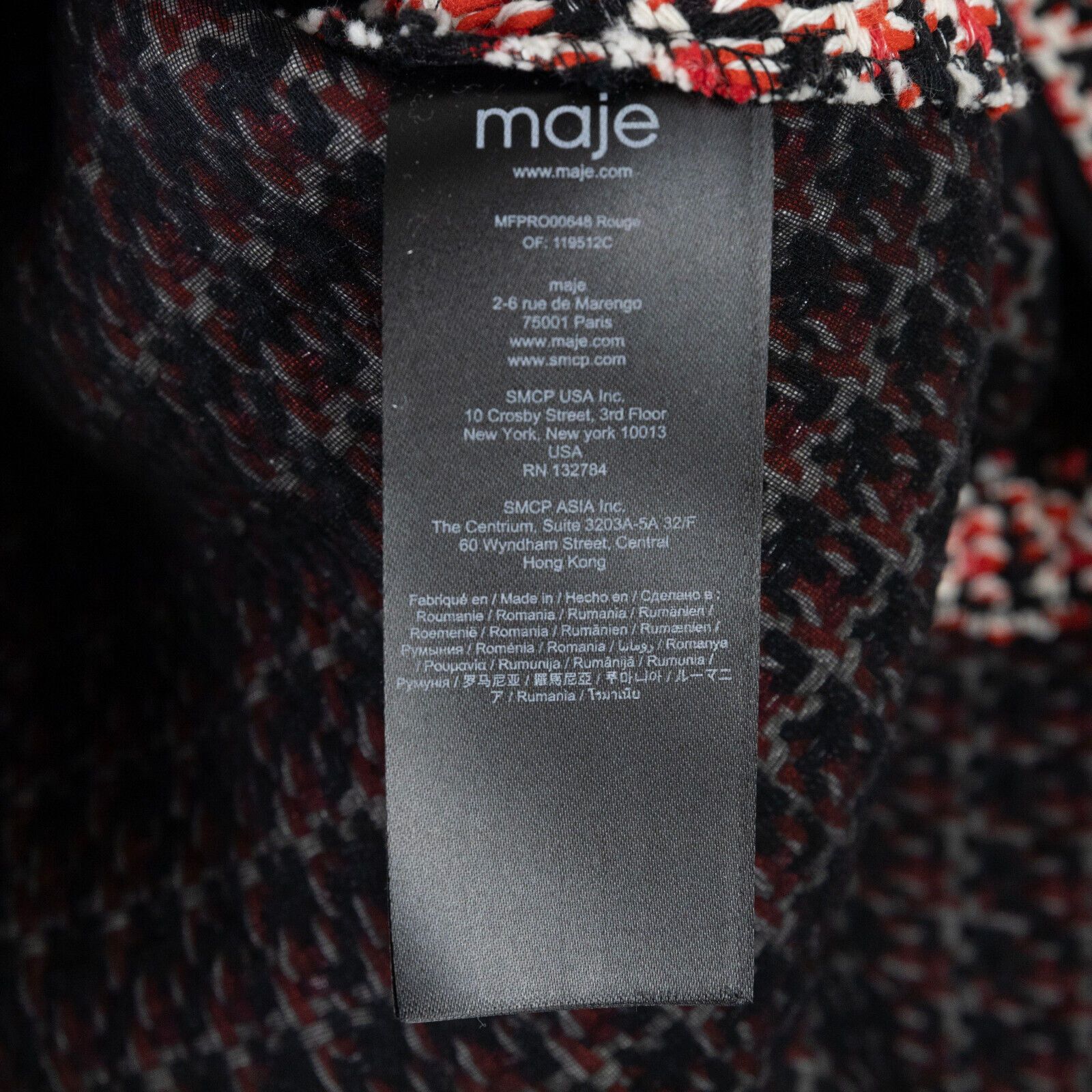 Maje Maje Women Romane Tweed Mini Dress Rouge Size 42/XL Size M / US 6-8 / IT 42-44 - 6 Thumbnail