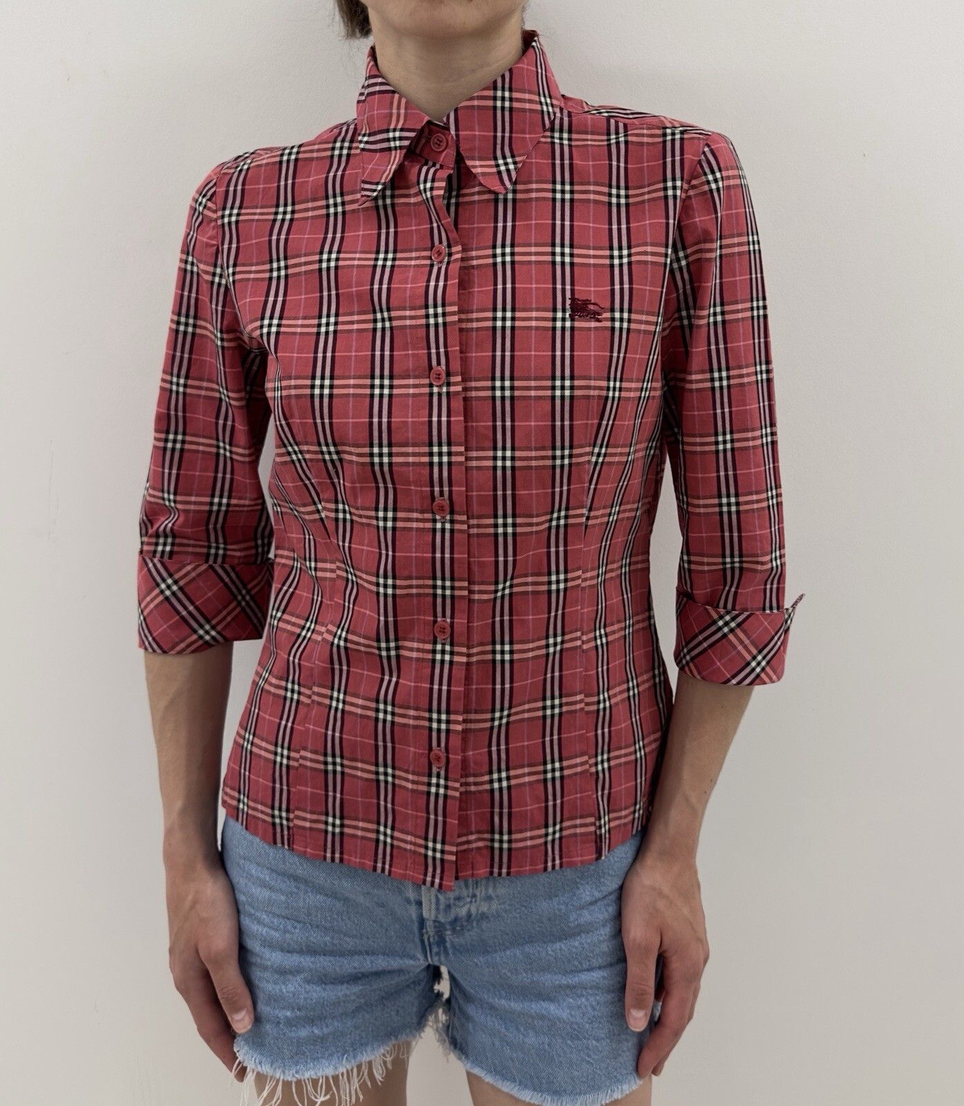 Burberry Burberry London Blue Label Womens Plaid Shirt Red Size 38 Size XS / US 0-2 / IT 36-38 - 3 Thumbnail