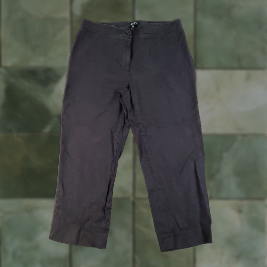 Talbots Talbots Pants Women Size 14 Black Heritage Pure Irish Linen Straight Cropped Leg Size 36" / US 14 / IT 50 - 1 Thumbnail