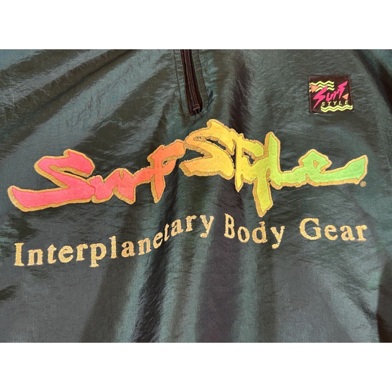 Vintage VINTAGE Surf Style Jacket Mens Green 1/4 Zip Windbreaker Pullover 80s 90s Retro Size US M / EU 48-50 / 2 - 2 Thumbnail