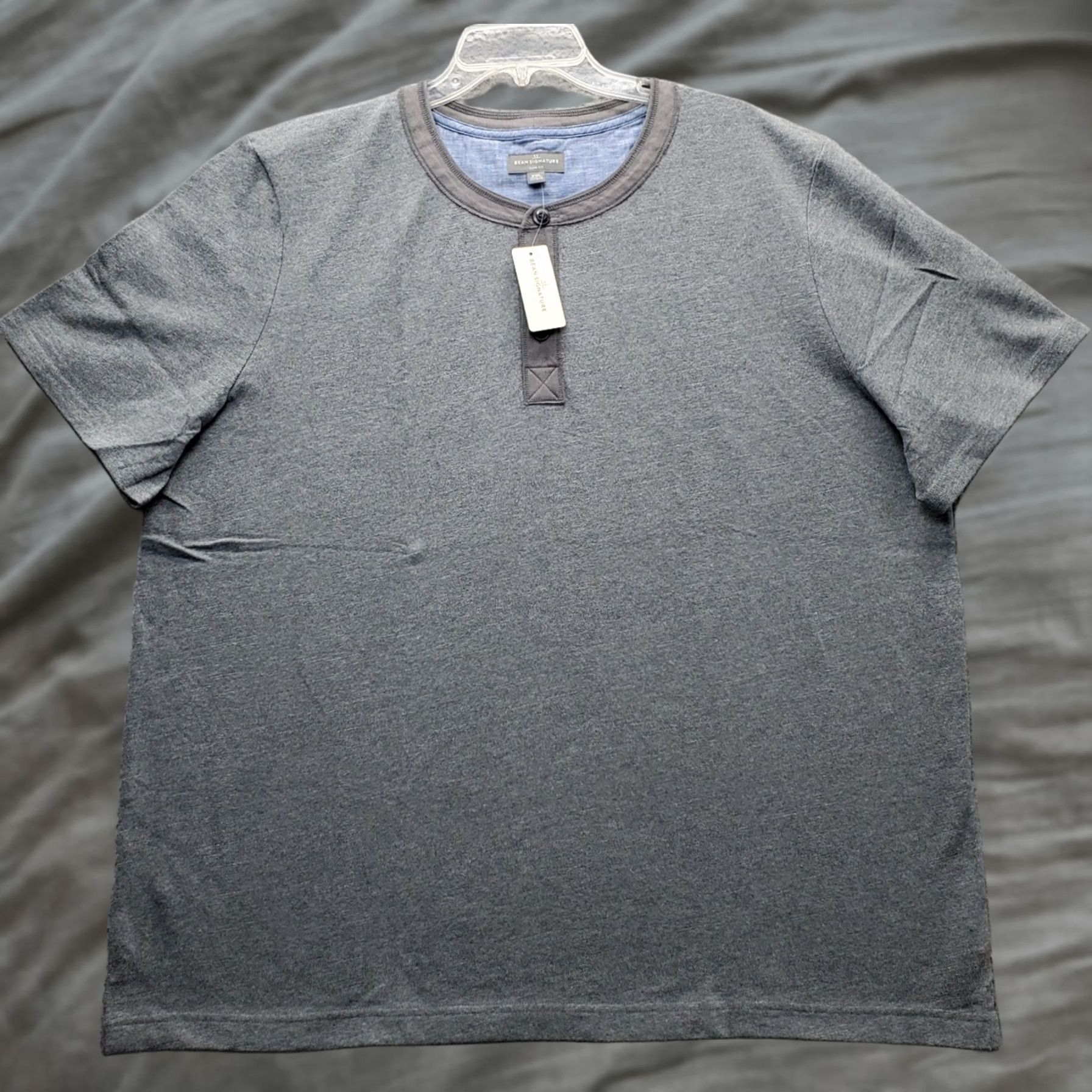 Vintage L.L. Bean Signature Shirt Mens XXL Gray Heather Slim Fit Henley Neck Short Sleeve Size US XXL / EU 58 / 5 - 1 Thumbnail