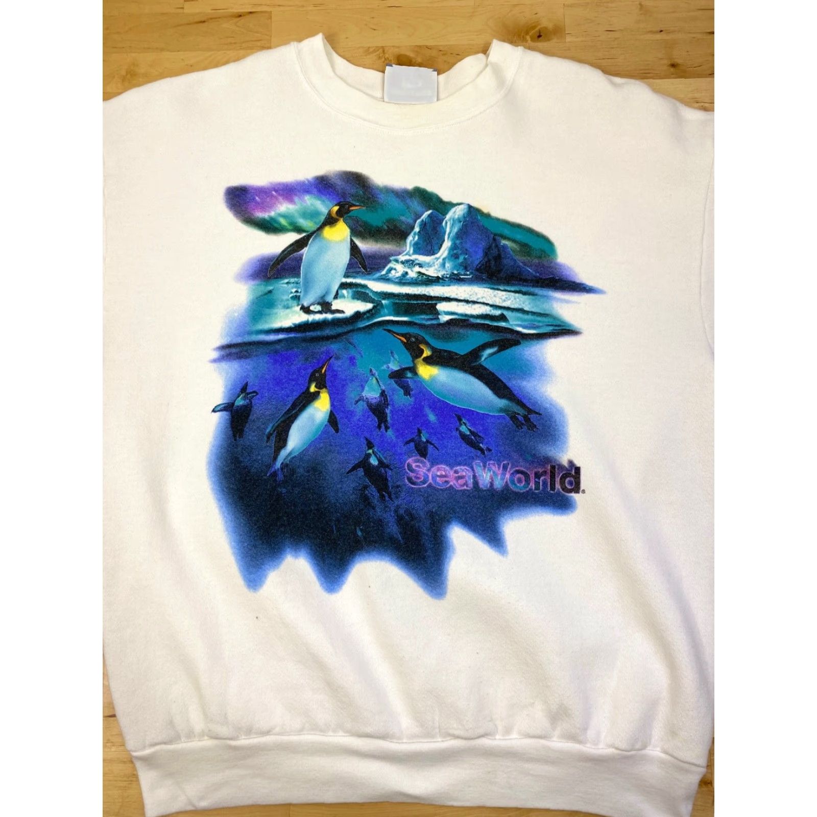 Lee VINTAGE Lee Penguin Sweater Pullover White Size L 90s Sea World Cotton Blend Size US L / EU 52-54 / 3 - 4 Thumbnail
