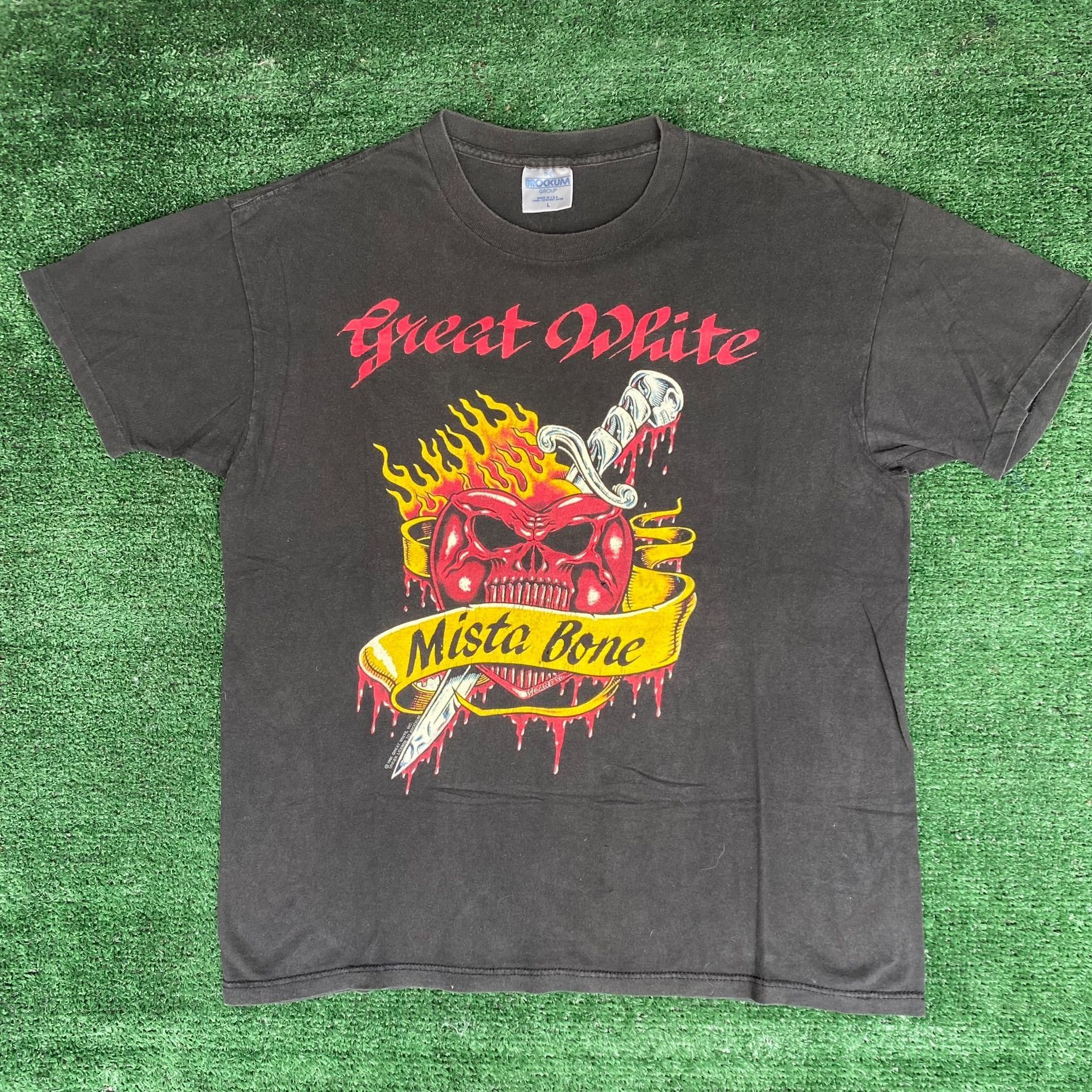 Band Tees Vintage 80s Great White Shirt Mista Bone Rock Band Tour Tee Size US L / EU 52-54 / 3 - 1 Thumbnail