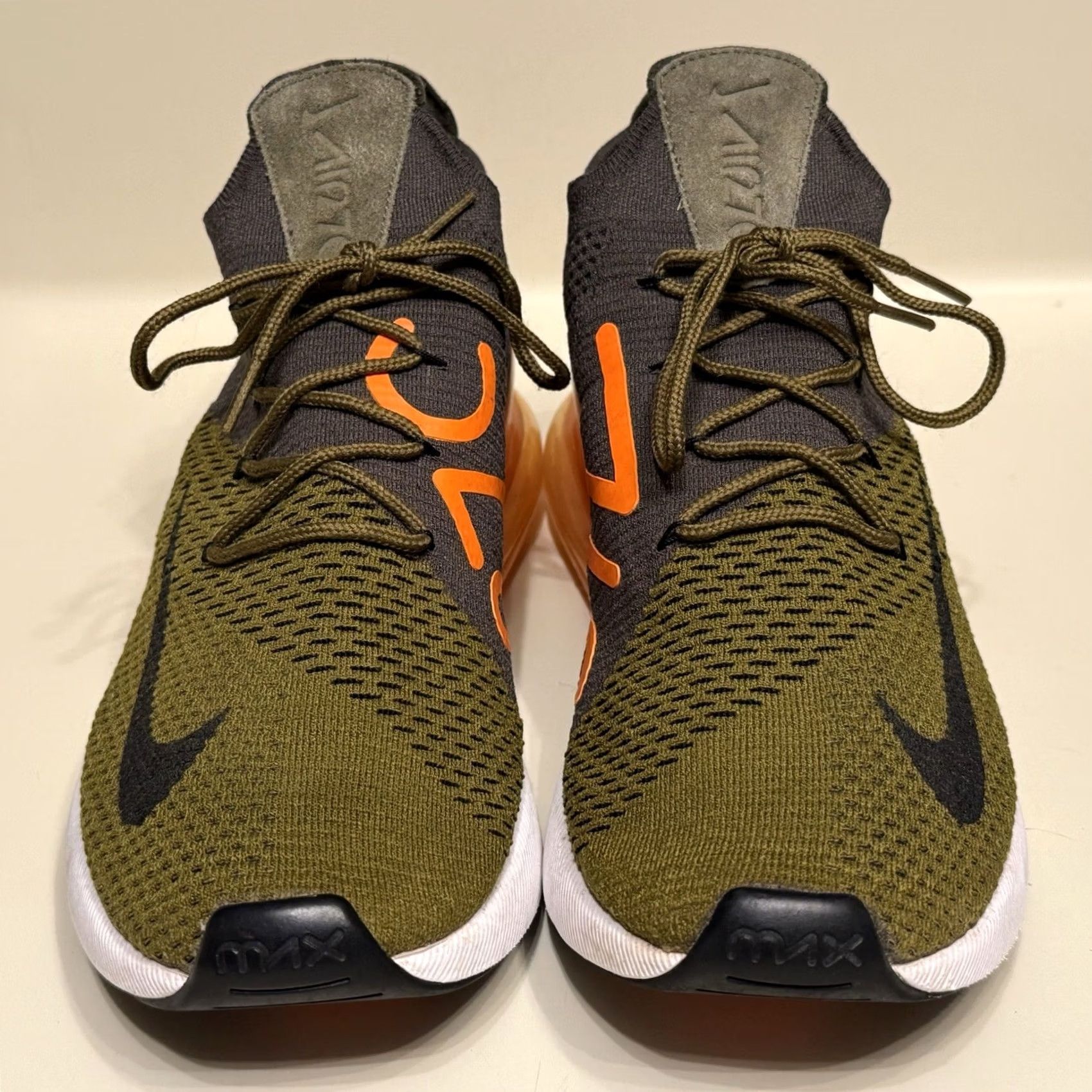Nike Nike Air Max 270 Flyknit Olive Flak Sneakers 13 M US Size 13 Men Nike Air Max 270 Flyknit Sneakers Olive Flak/Cargo Khaki-Total Orange-Black Size US 12 / EU 45 - 2 Thumbnail