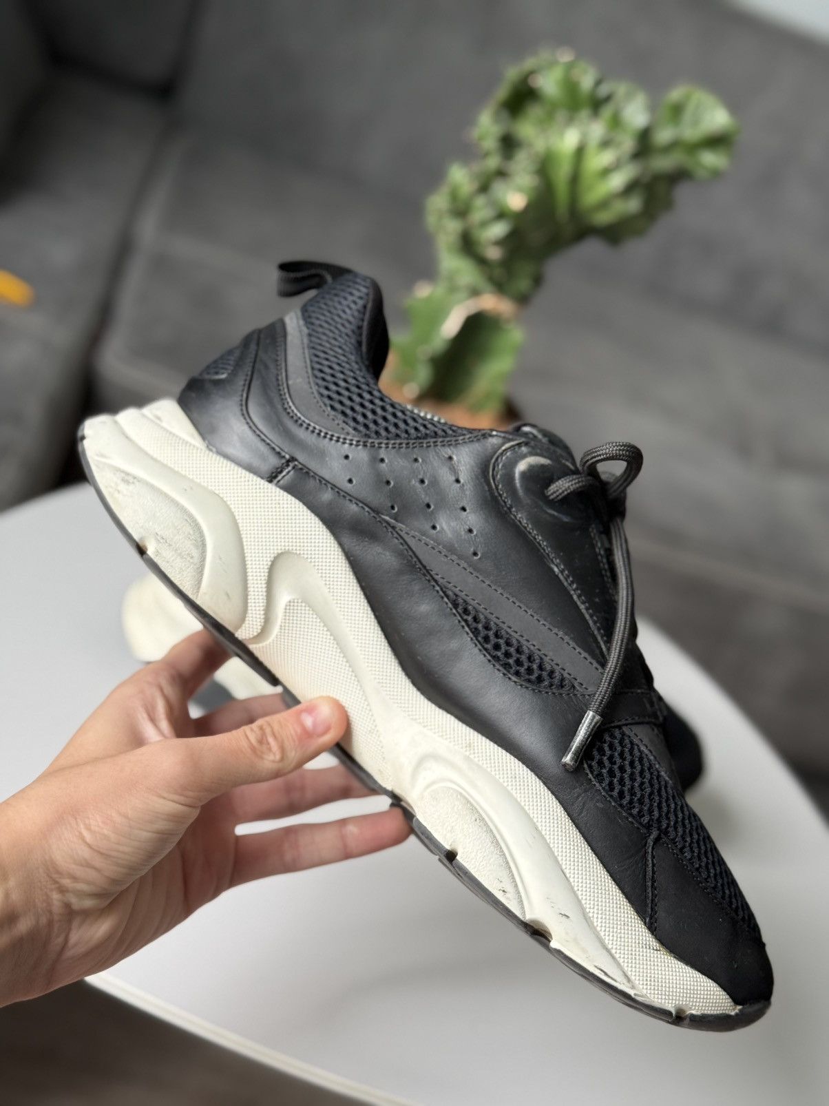 Dior DIOR B22 Reflective Sneakers Leather Black Size US 10.5 / EU 43-44 - 11 Thumbnail