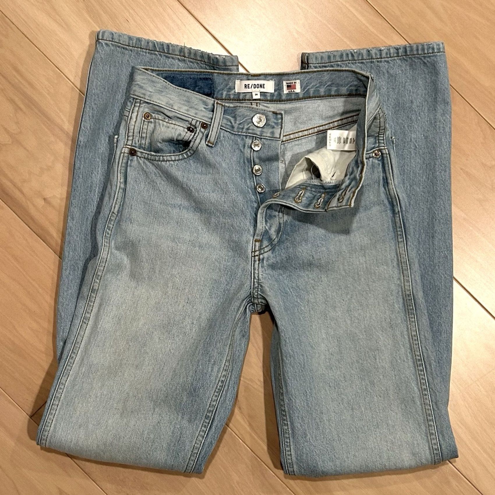 RE/DONE VINTAGE RE/ DONE High Rise Loose Denim Blue Jean Distressed Straight Leg Women’s 26x32 Size 26" / US 2 / IT 38 - 4 Thumbnail