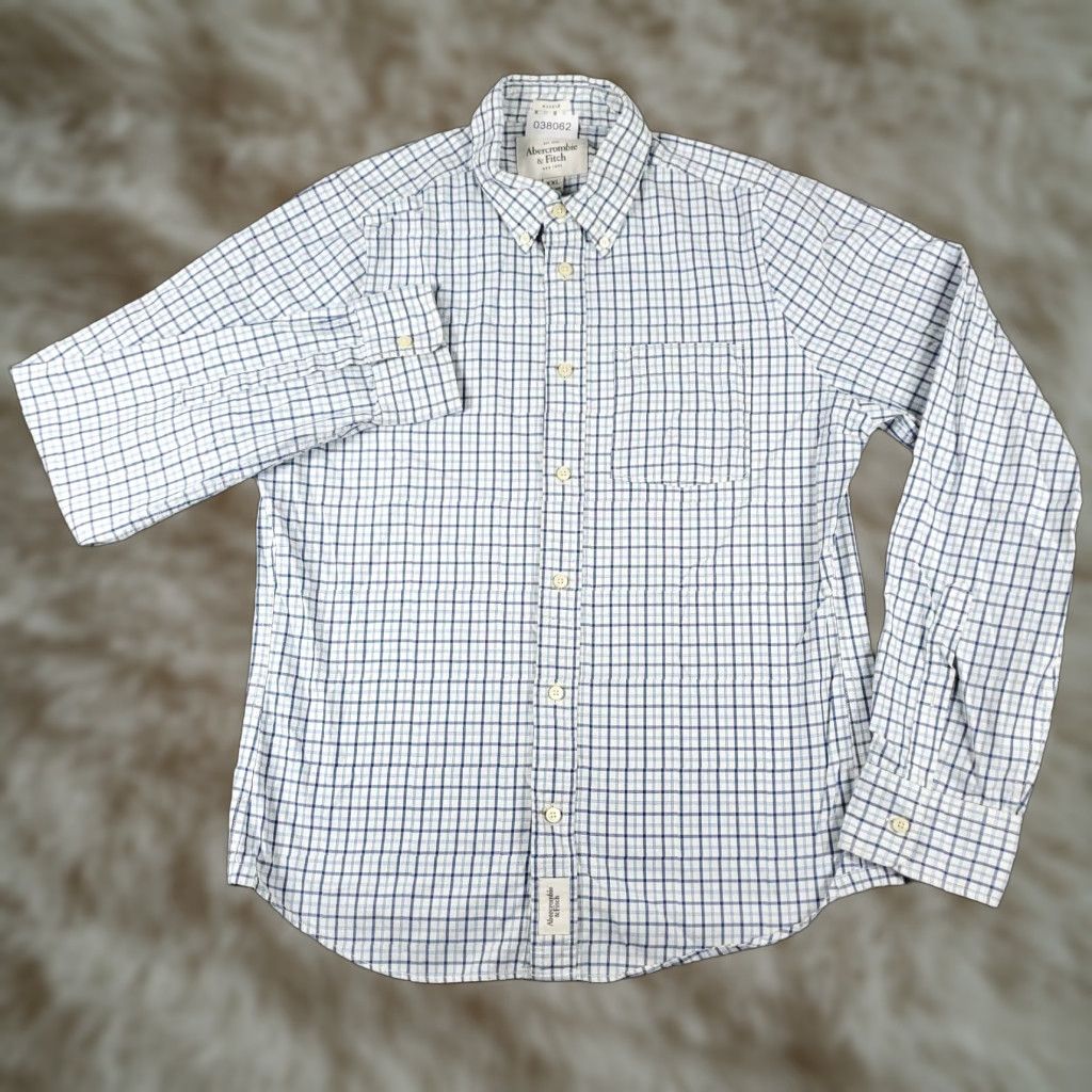 Abercrombie & Fitch Abercrombie & Fitch Button-Up Shirt Mens 2XL Blue Plaid Long Sleeve Casual Size US XXL / EU 58 / 5 - 1 Thumbnail