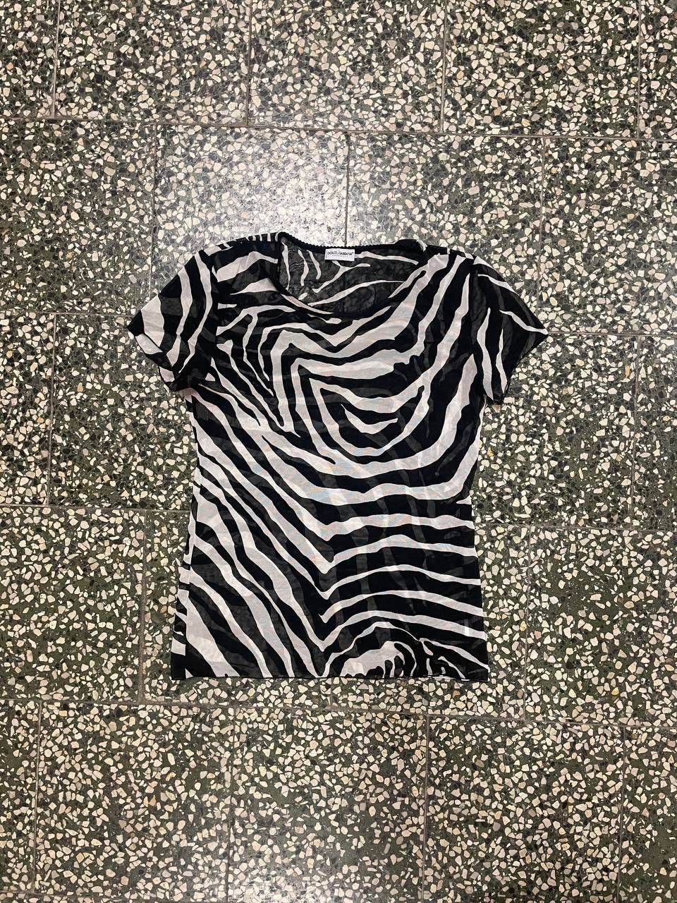 Dolce & Gabbana Vintage Dolce&Gabbana sheer mesh Zebra print short sleeved Size S / US 4 / IT 40 - 2 Thumbnail
