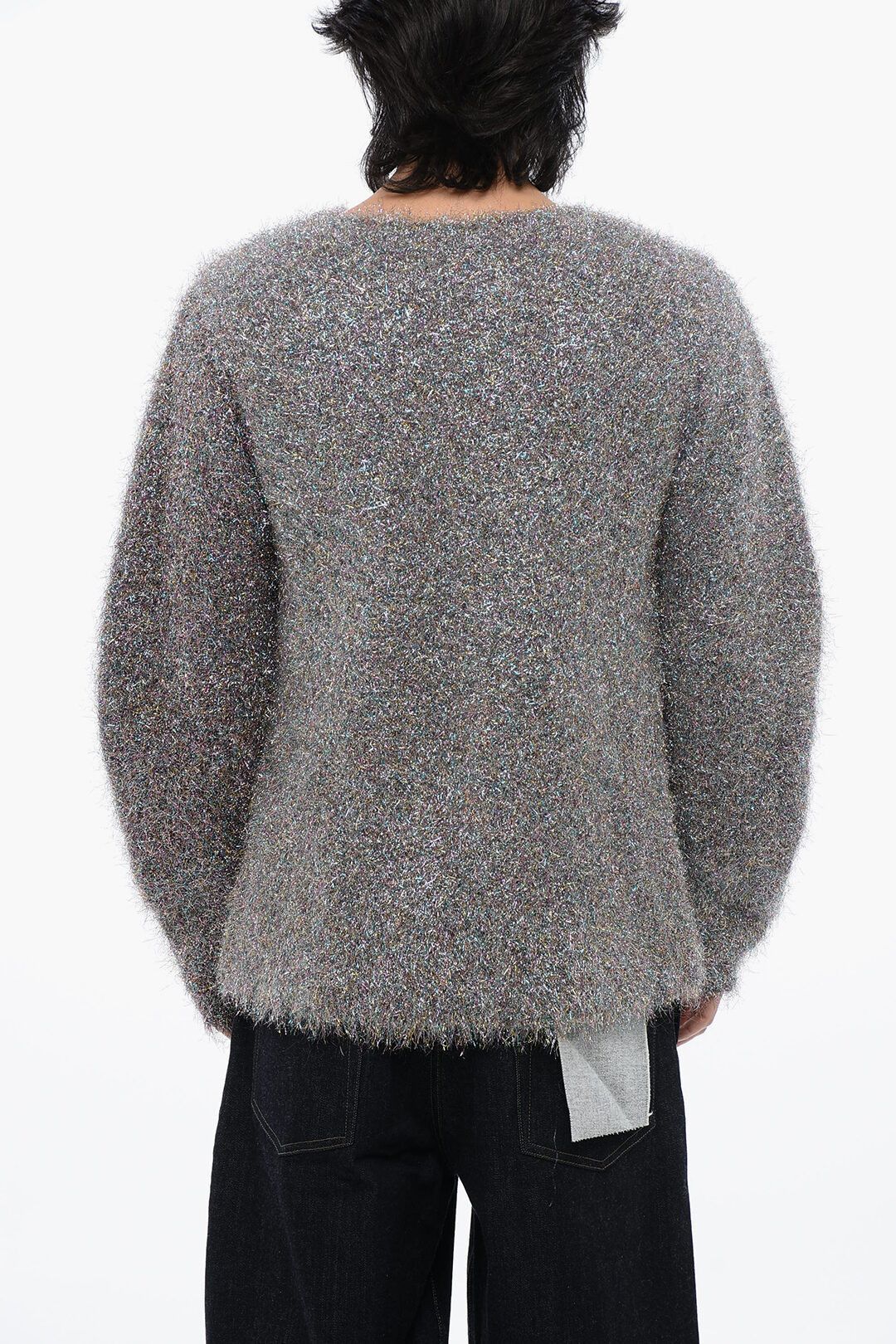 Jil Sander og1mm0625 Lurex Chunky Fuzzy Sweater in Grey Size US M / EU 48-50 / 2 - 2 Thumbnail