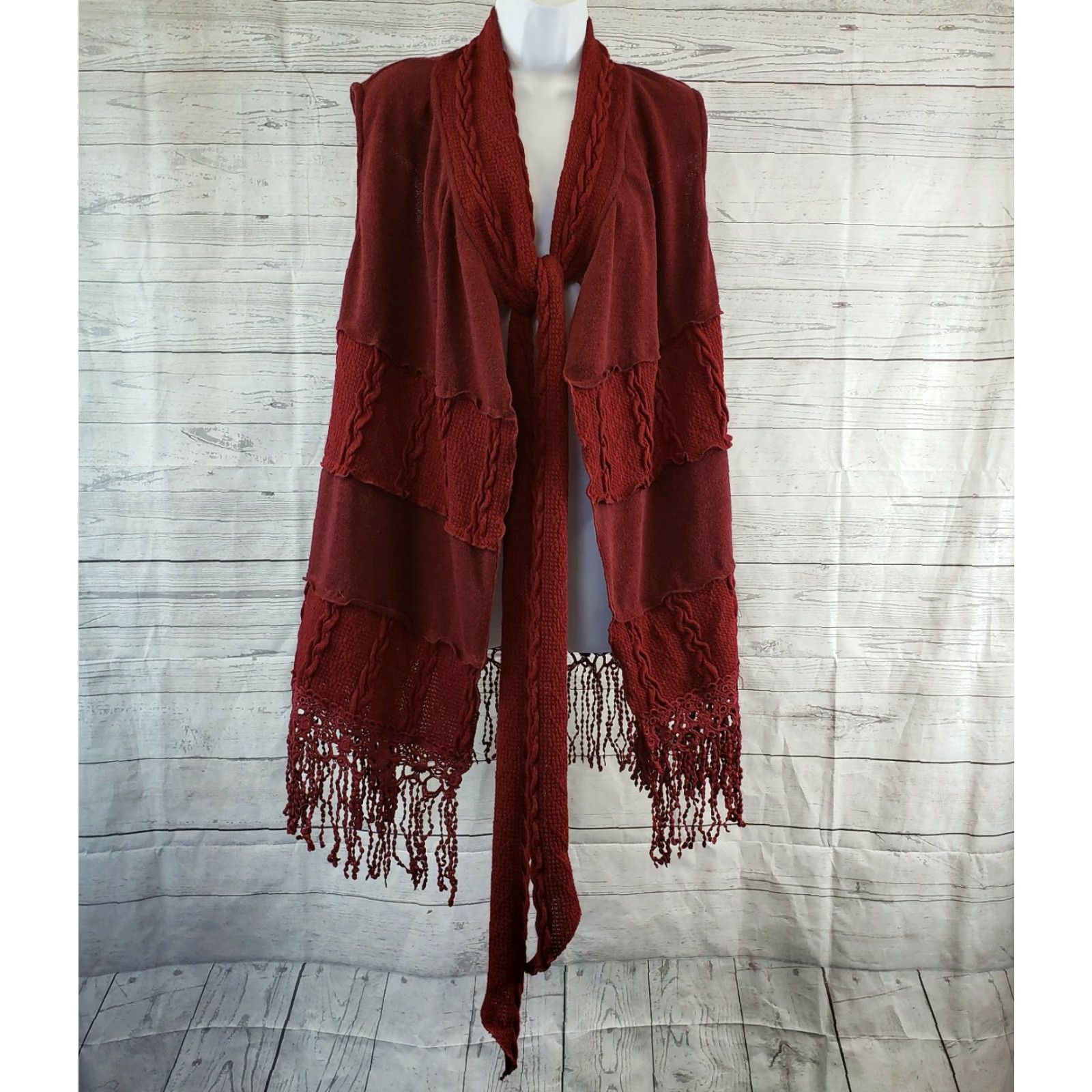 Vintage Pretty Angel Womens Sweater Vest Shirt Sleeveless Sz S Red Fringe Linen Blend 42% Linen 38% Polyester 20% Cotton Womens Size S / US 4 / IT 40 - 2 Thumbnail