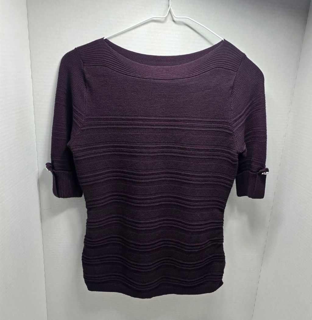 Apt. 9 Women's APT. 9 Purple Ribbed Crew Neck Sweater XS Size XS / US 0-2 / IT 36-38 - 1 Thumbnail