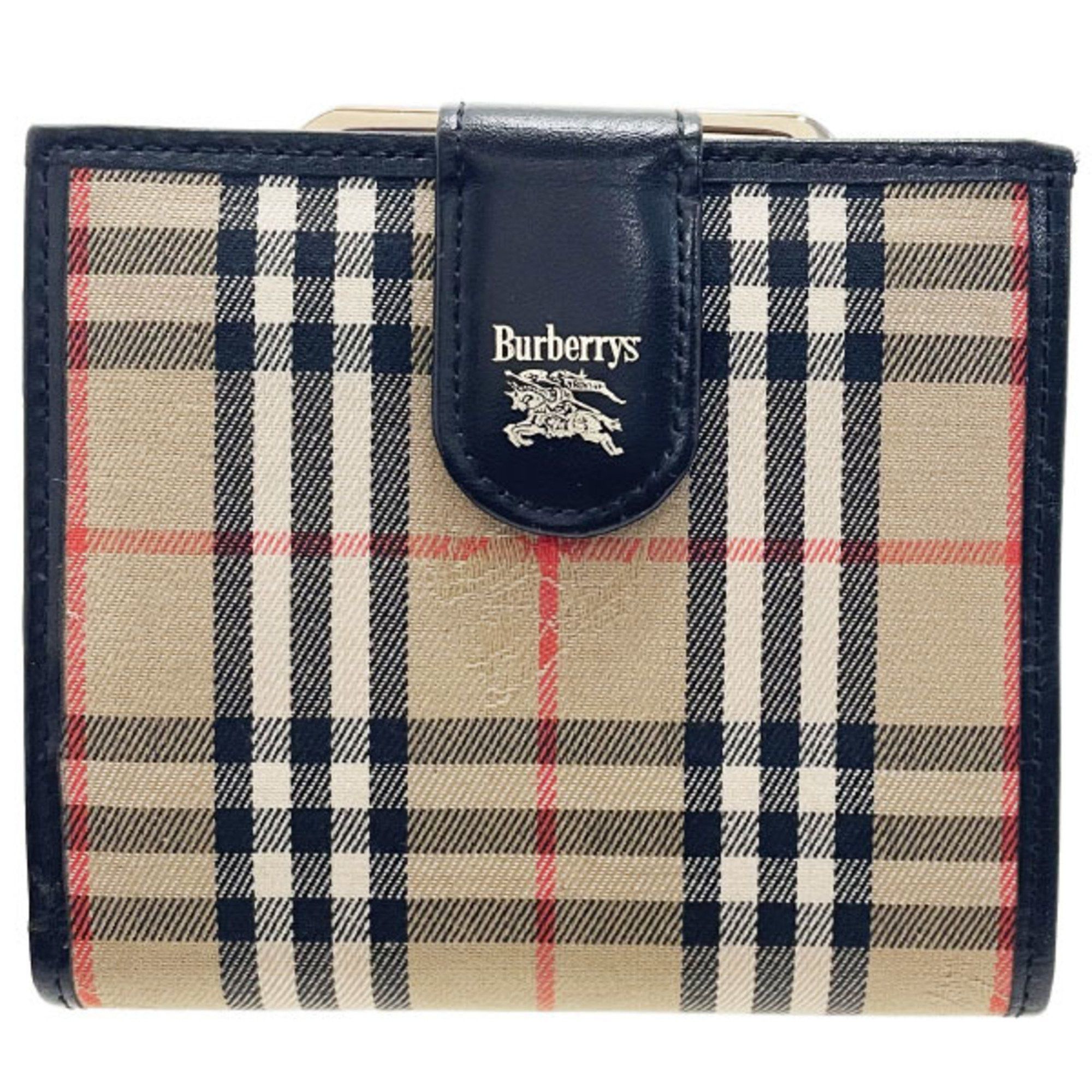 Burberry Burberry Wallet Check Canvas Leather Beige Black BURBERRY Burberrys' Burberrys Bi-fold Women's HWH-14735 Size ONE SIZE - 1 Thumbnail