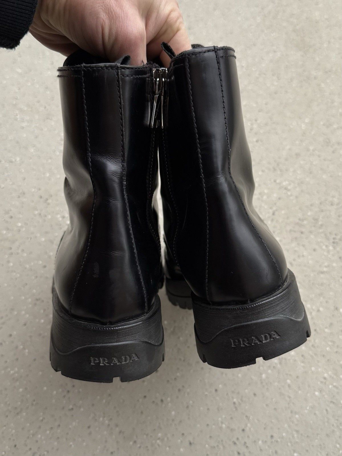 Prada DDP Prada Spazzolato Womens Combat Ankle Boots Black Size 36 Size US 6 / IT 36 - 7 Thumbnail