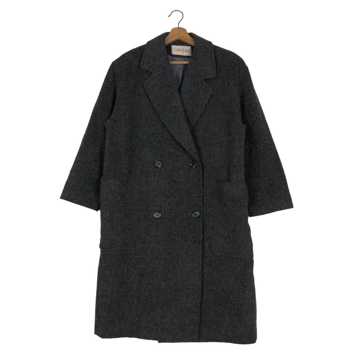 Calvin Klein 🔥Rich Grey Long Jacket Wool Herringbone Calvin Klein Size US M / EU 48-50 / 2 - 1 Thumbnail