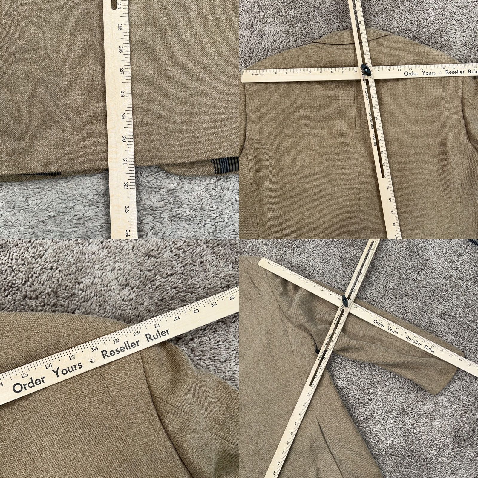 Vintage Savile Row Jacket Mens 44 Beige Carmel Suit Sport Coat Formal London Wedding Size 44R - 9 Thumbnail