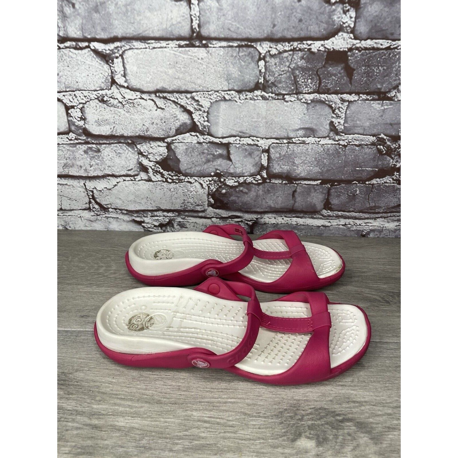 Crocs Crocs Pink Rubber Slides Lightweight Wedge Comfort Sandals W Size US 7 / IT 37 - 15 Thumbnail