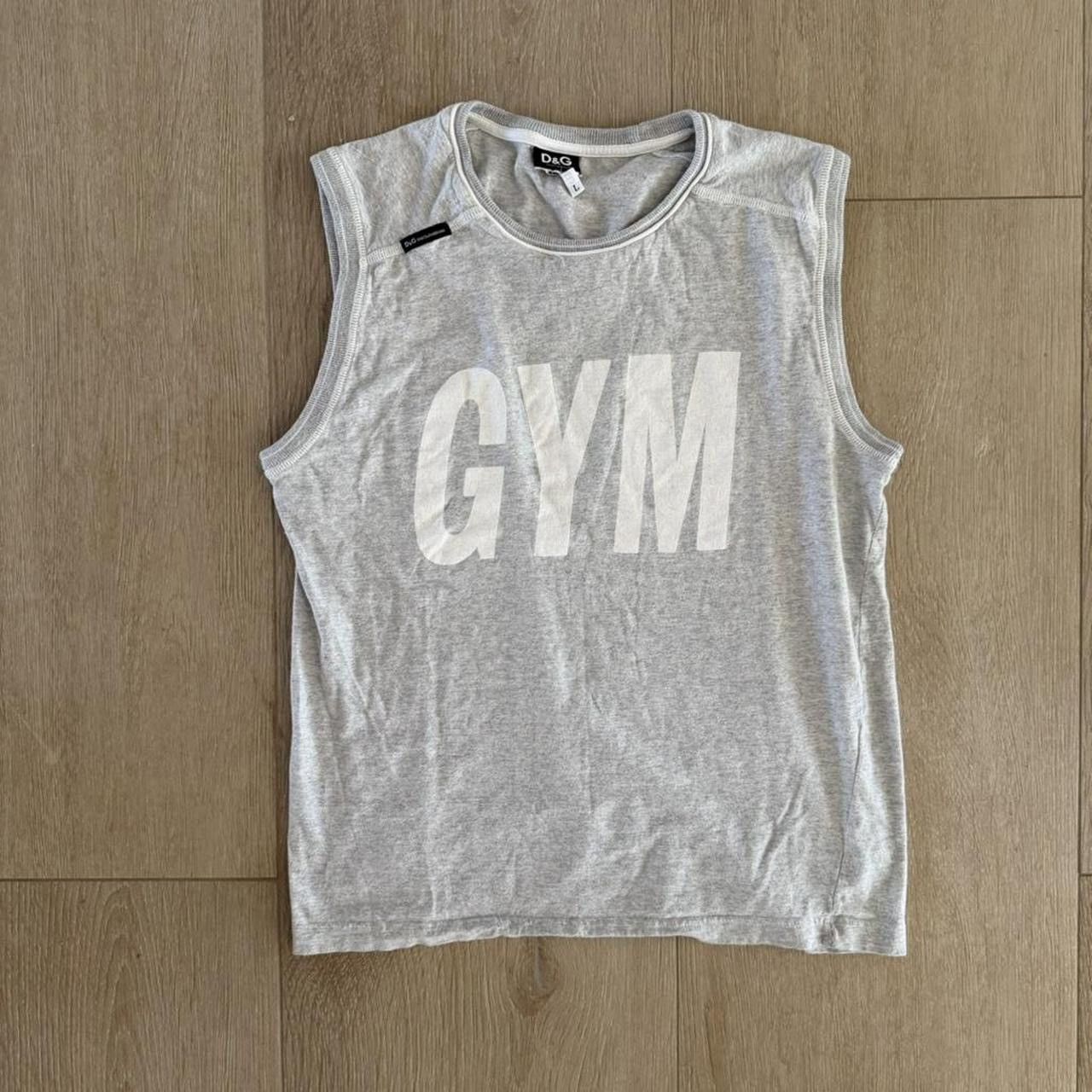 D&G Dolce & Gabbana Gym Print Tank Top Grey 2005
