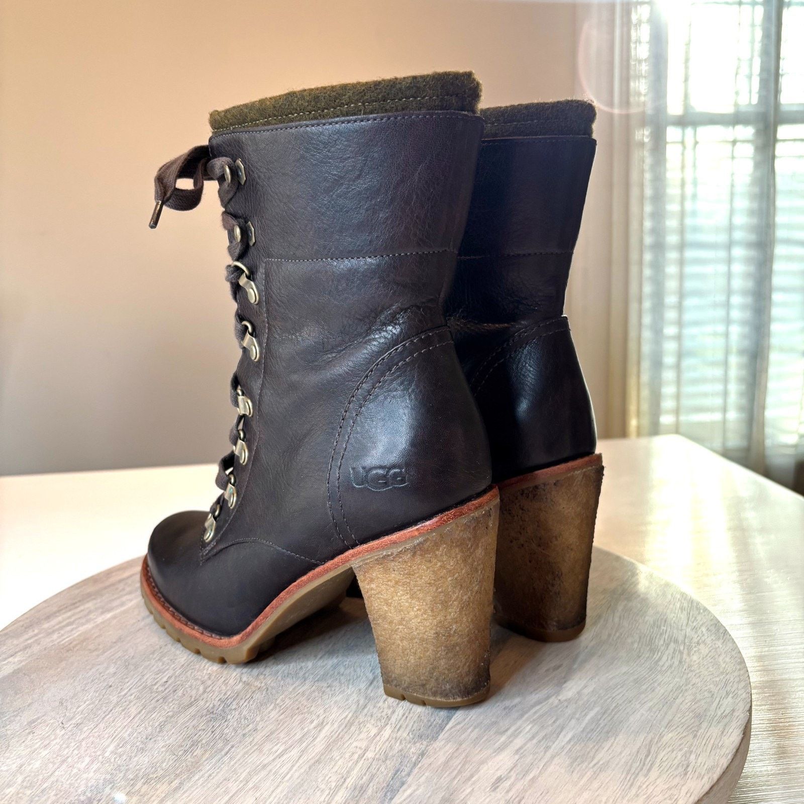 Ugg UGG Heeled Boots Leather Combat Zip Lined Women's Size 9 Size US 9 / IT 39 - 7 Thumbnail