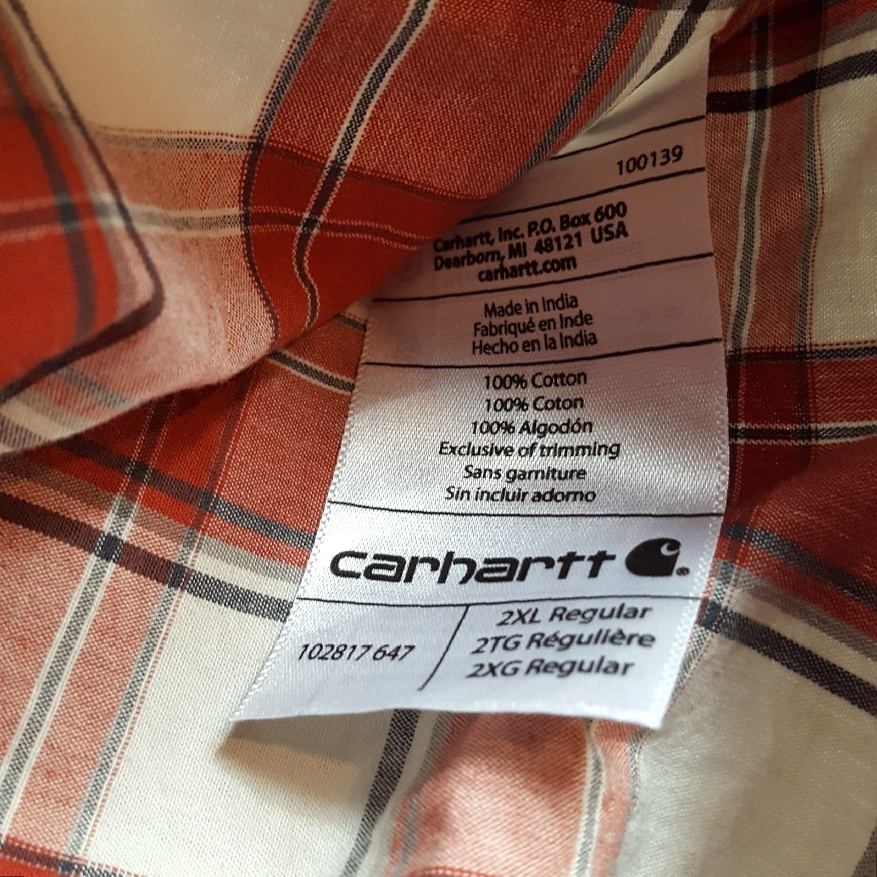 Carhartt VINTAGE Carhartt Orange Plaid Button-Down Shirt Men 2XL Relaxed Fit Workwear Casual Button-Up Size US XXL / EU 58 / 5 - 7 Thumbnail
