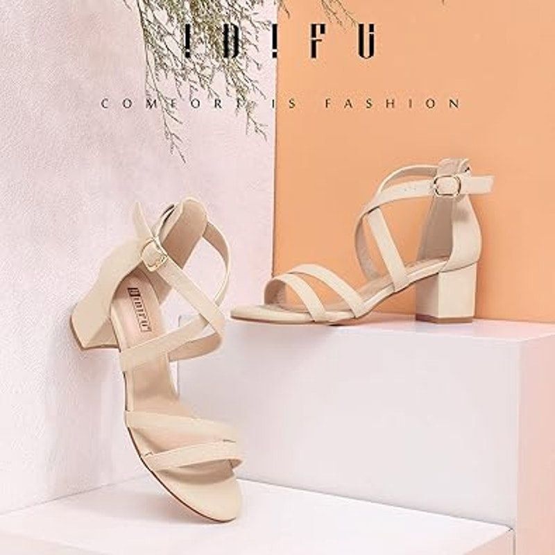 Other idifu Womens 9.5 Pink Tan Open Toe Block Heel Sandals Size US 9.5 / IT 39.5 - 2 Thumbnail