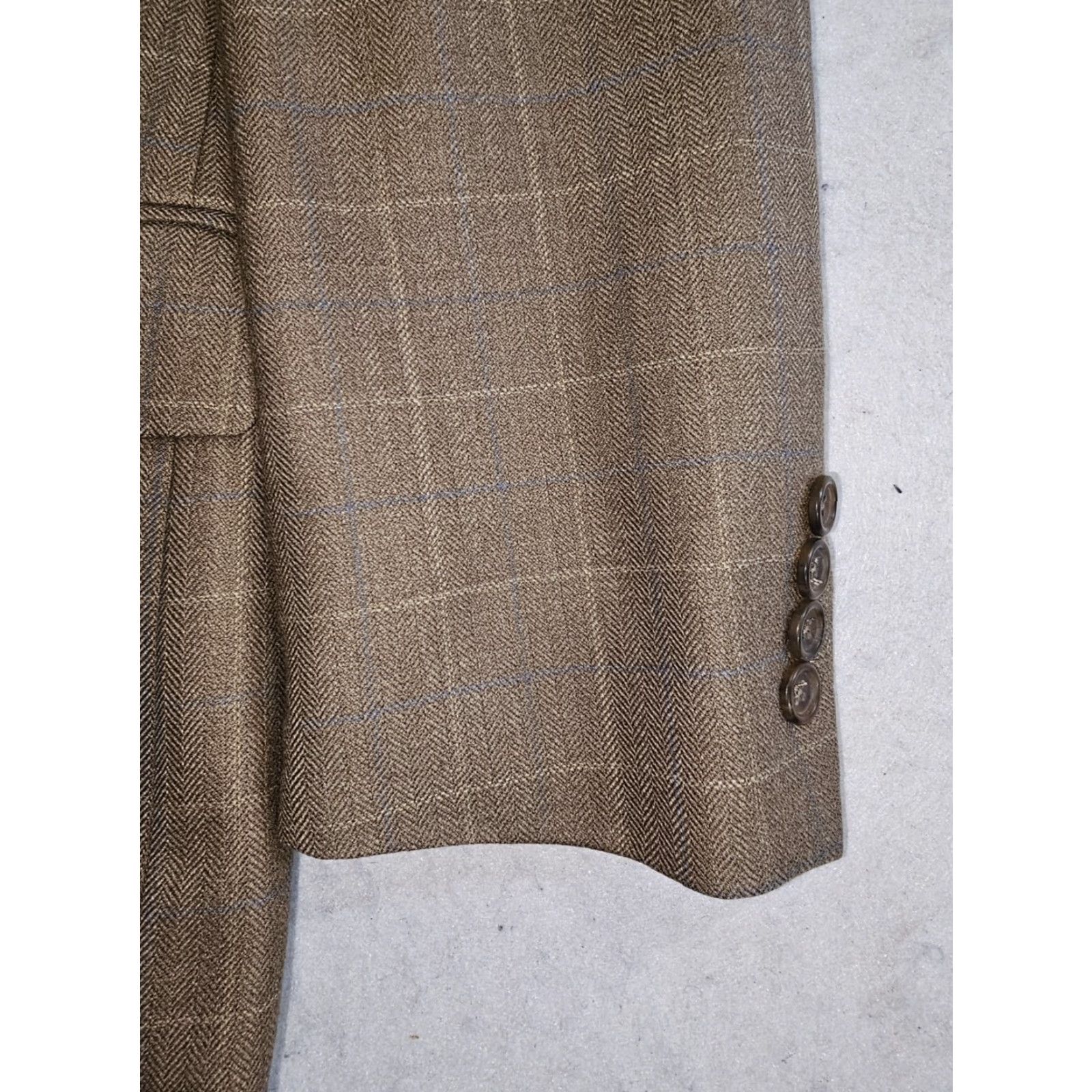 Joseph VINTAGE Joseph Feiss Gold 100% Wool Brown Plaid Blazer Sport Coat Jacket Mens Size 46 R Size 46R - 5 Thumbnail