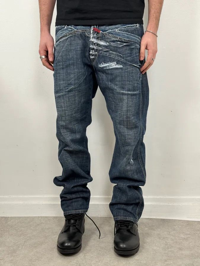 Marithe + Francois Girbaud 2000s Marithé + François Girbaud Blue Large Rebel Denim Jeans Size US 34 / EU 50 - 1 Thumbnail