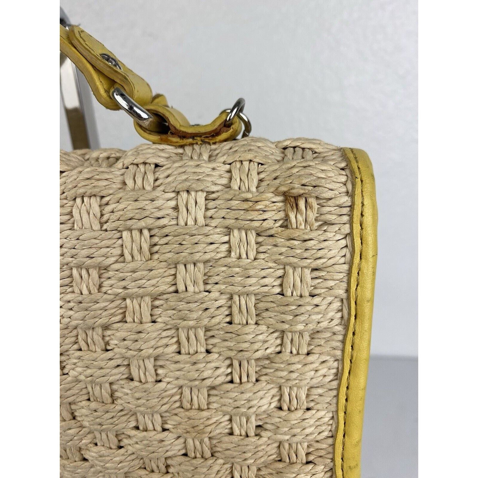 Brighton VTG BRIGHTON Straw Bag Yellow Leather Lined Purse Raffia Size ONE SIZE - 6 Thumbnail