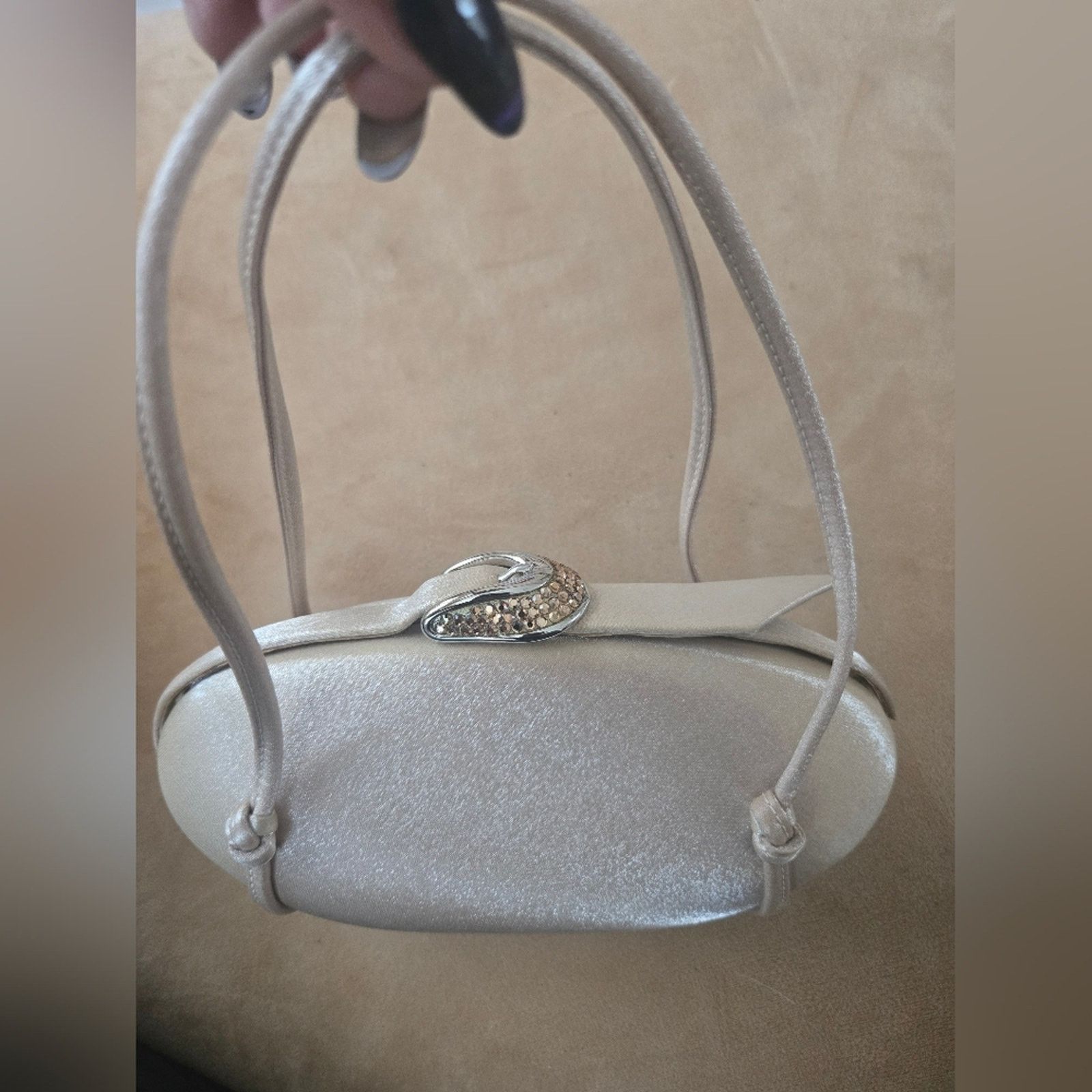 Vintage Rodo Italian Satin Gold Buckle Clutch Bag