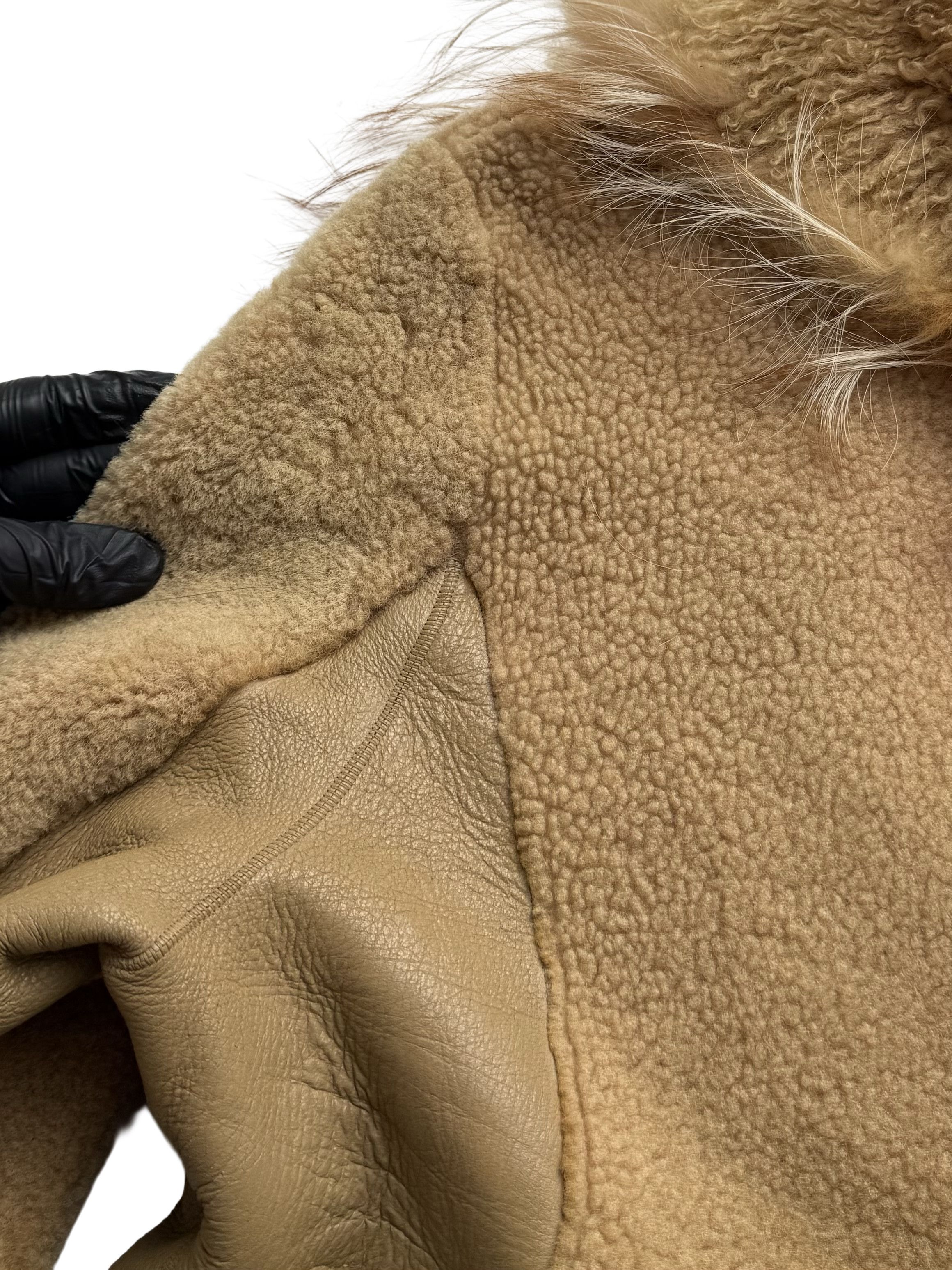 Vintage Vintage Beige Sheepskin Leather Coat Shearling Long Fur Trim Size M / US 6-8 / IT 42-44 - 13 Thumbnail