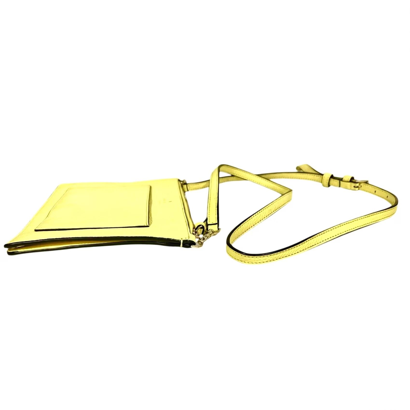 Vintage KATE SPADE Knott Small Crossbody Yellow Pebbled Leather Purse Slim Crossbody Women's Size ONE SIZE - 6 Thumbnail