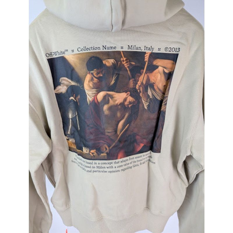 Off-White o1rshd1 Caravagg Crowning Over Hoodie in Dark Sand / Black Size US M / EU 48-50 / 2 - 16 Thumbnail
