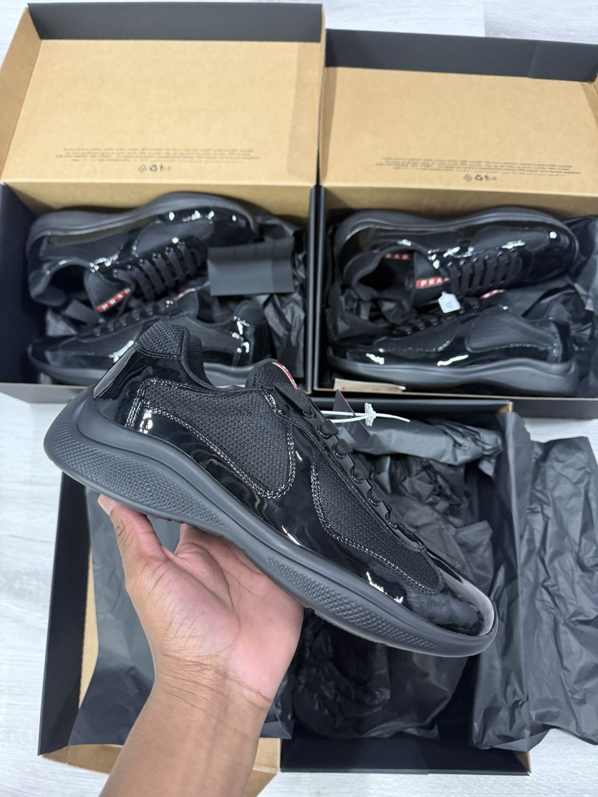 Prada America Cup - Patent Leather Shoes in Black, Men's (Size 10)
