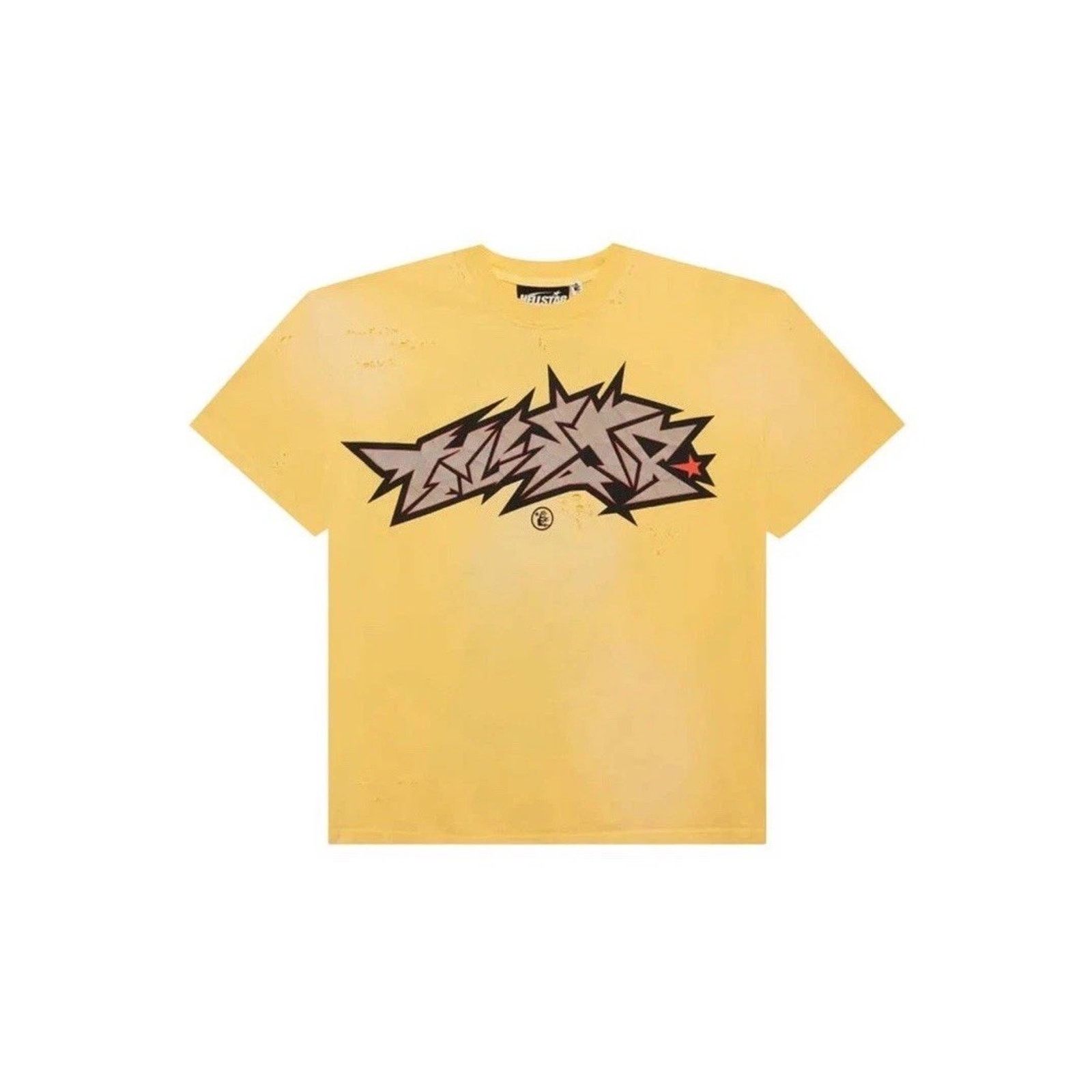 HELLSTAR Size M - Hellstar Crack Print Faded Distressed Yellow NEW Size US M / EU 48-50 / 2 - 1 Thumbnail