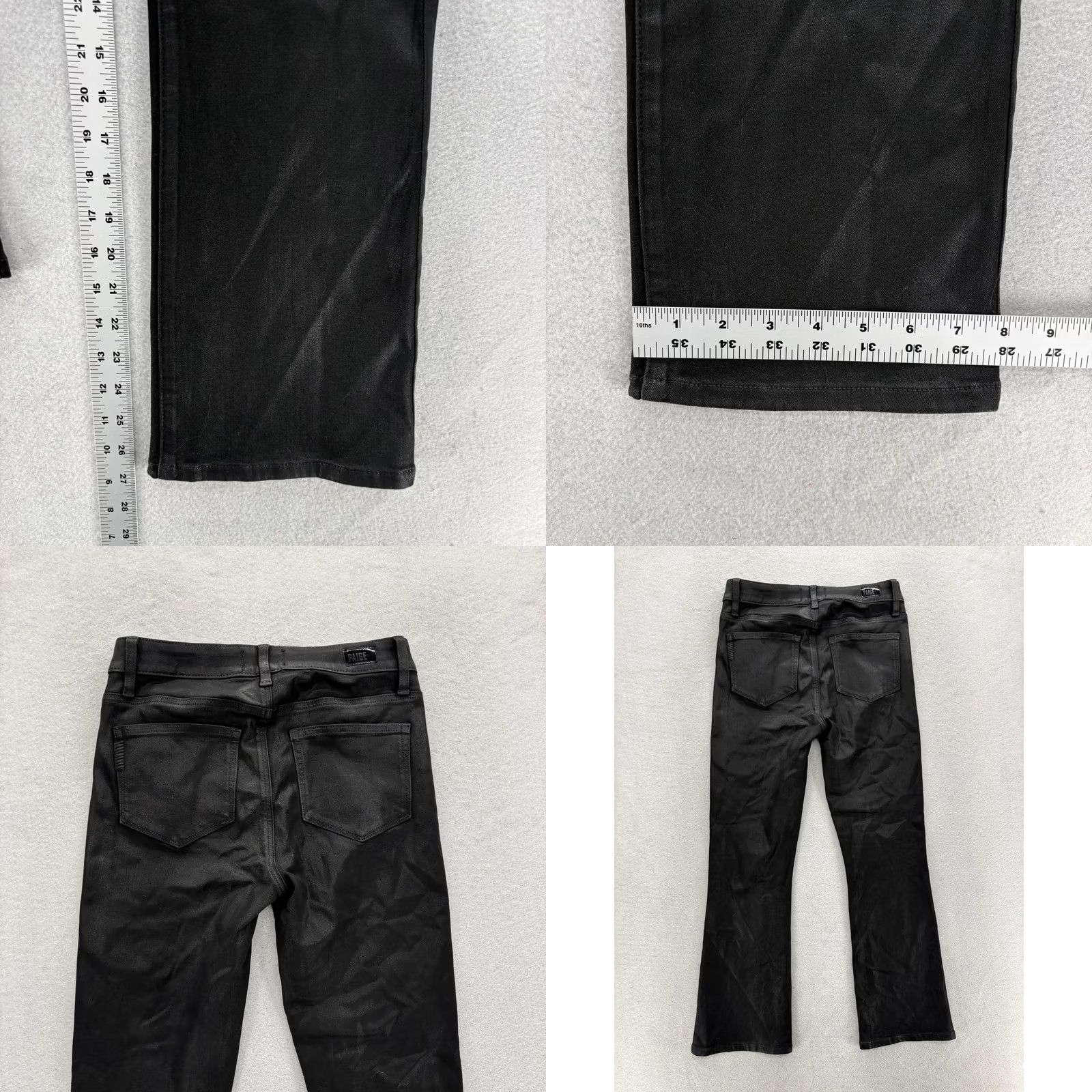 Paige Paige Jeans Flared Womens 27 Black Coated Stretch Denim High Rise Slim 5-Pocket 27in Inseam Boys Girls Mens Womens Size 27" / US 4 / IT 40 - 8 Thumbnail