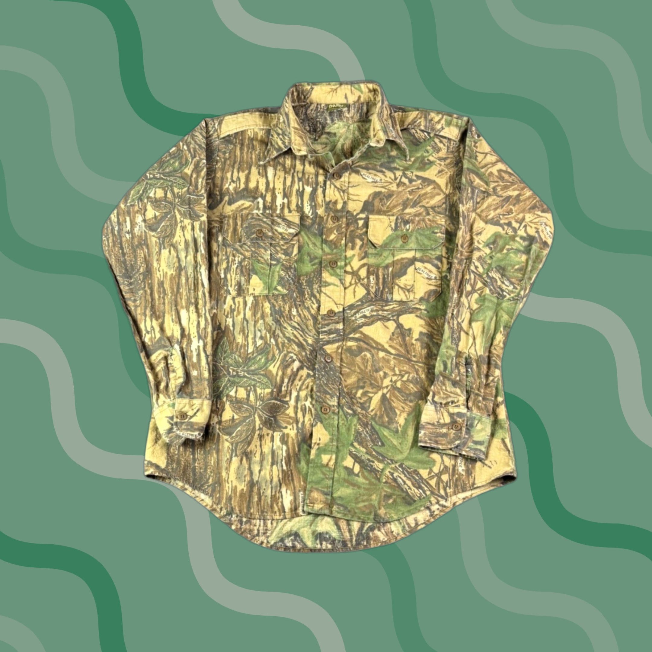 Realtree Spartan Shirt Mens L Green Camouflage Long Sleeve Button Up Cotton Flannel Made in USA Size US L / EU 52-54 / 3 - 1 Thumbnail