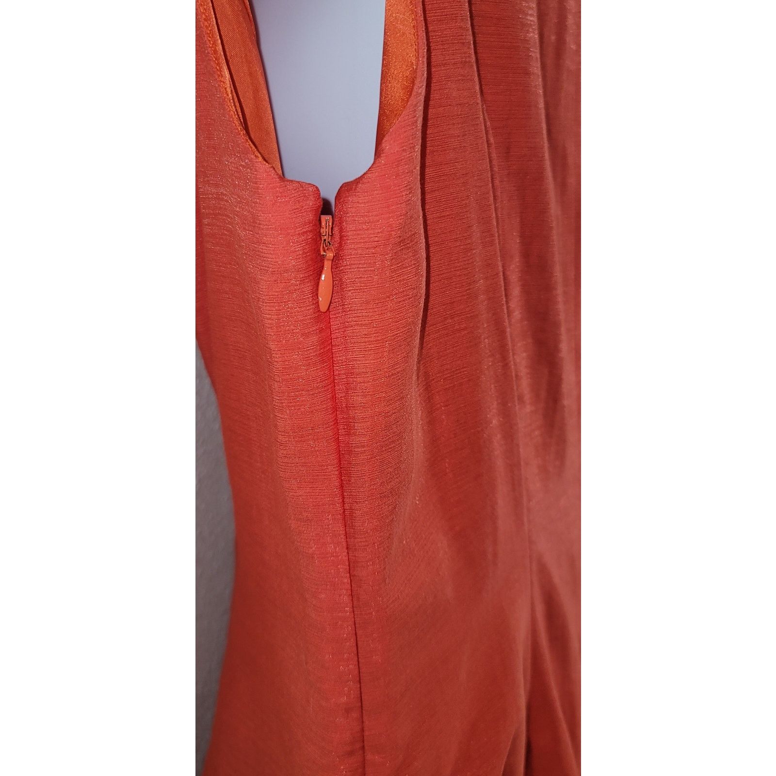 Coldwater Creek Coldwater Creek Orange V-Neck Midi Fit and Flare Dress 10 Size L / US 10 / IT 46 - 3 Thumbnail