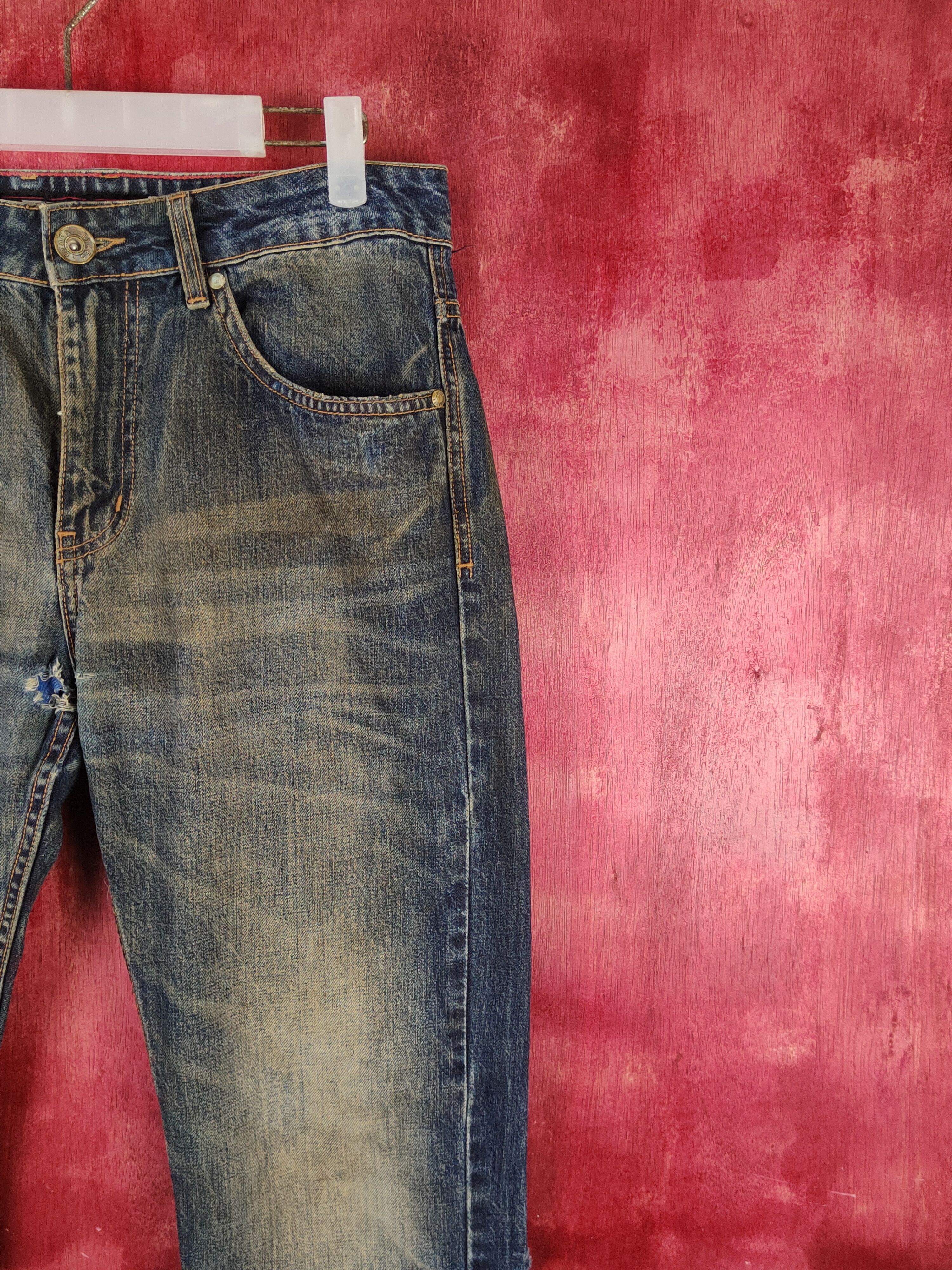 Japanese Brand Tykes Dark Blue Faded Distressed Ripped Jeans #S2141 Size US 32 / EU 48 - 7 Thumbnail