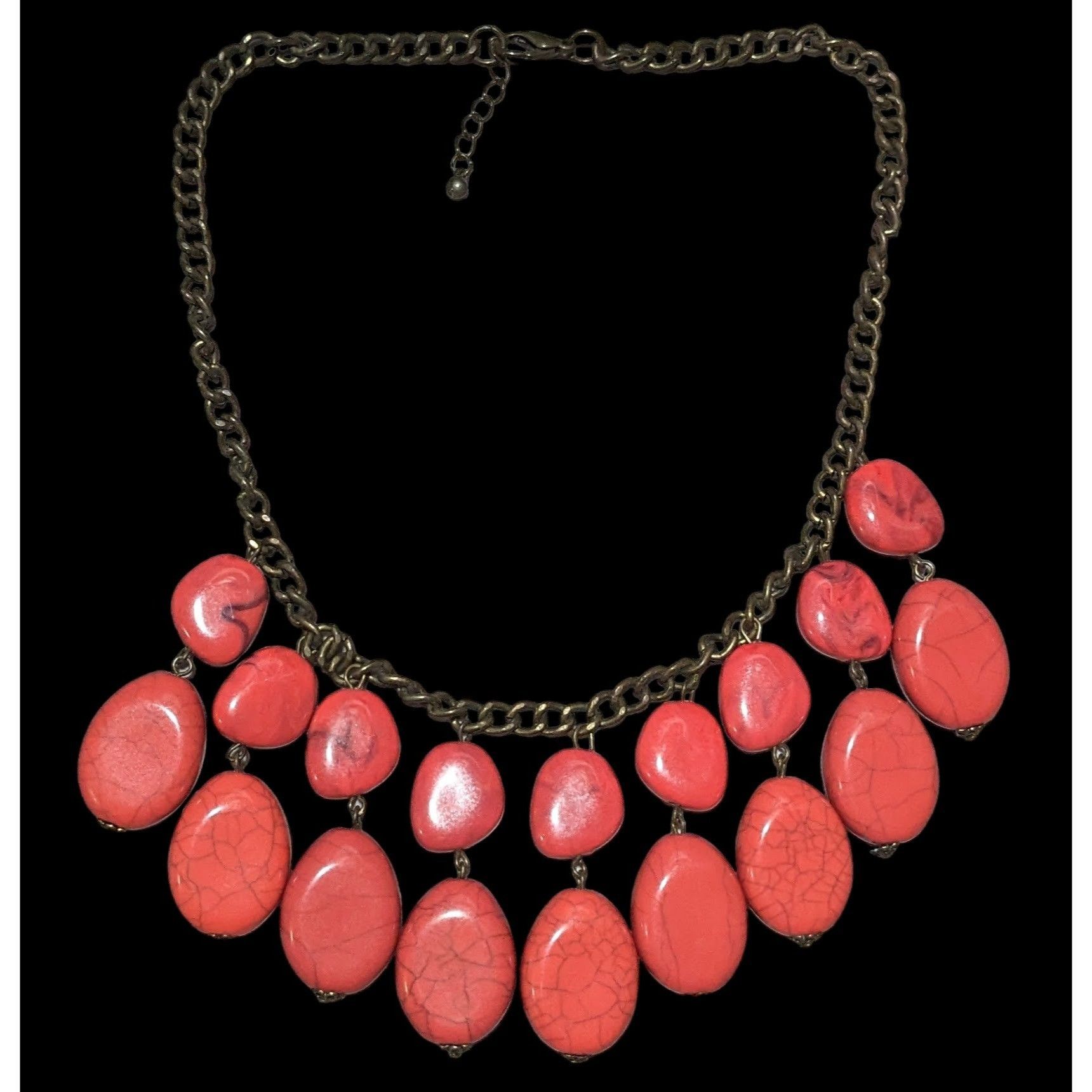 Other Red Howlite Beaded Fringe Statement Necklace Size ONE SIZE - 2 Thumbnail