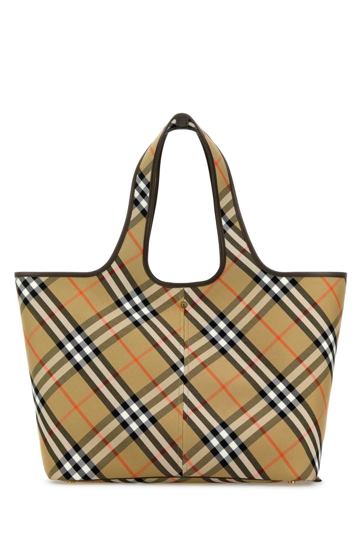 Burberry Embroidered Canvas Medium Check Shopping Bag Size ONE SIZE - 1 Thumbnail